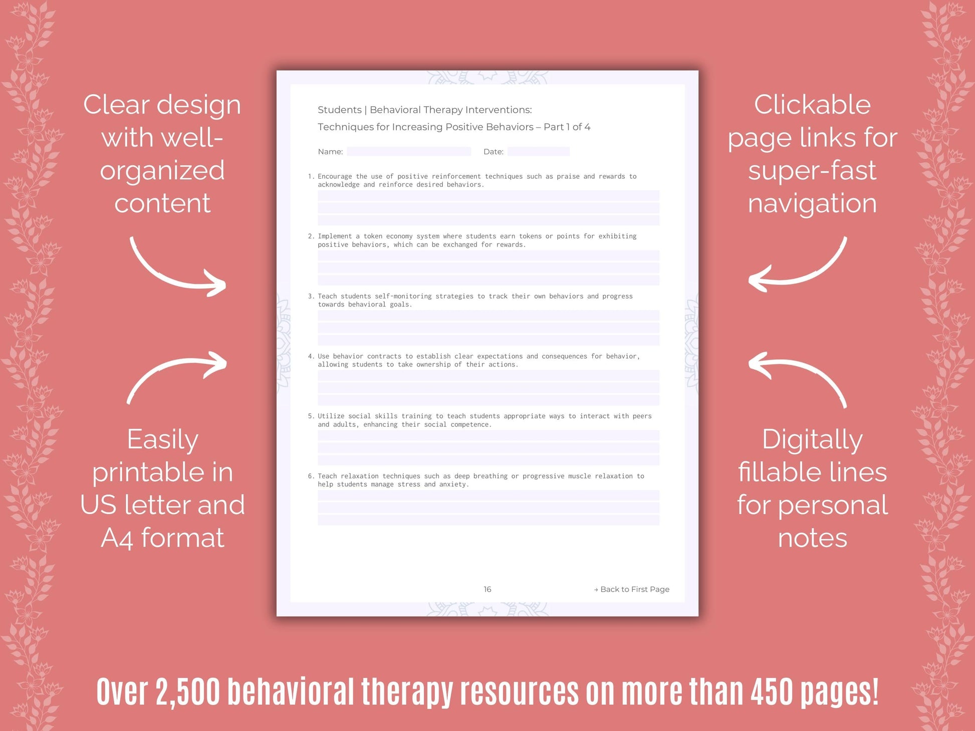 Students Behavioral Therapy Counseling Templates