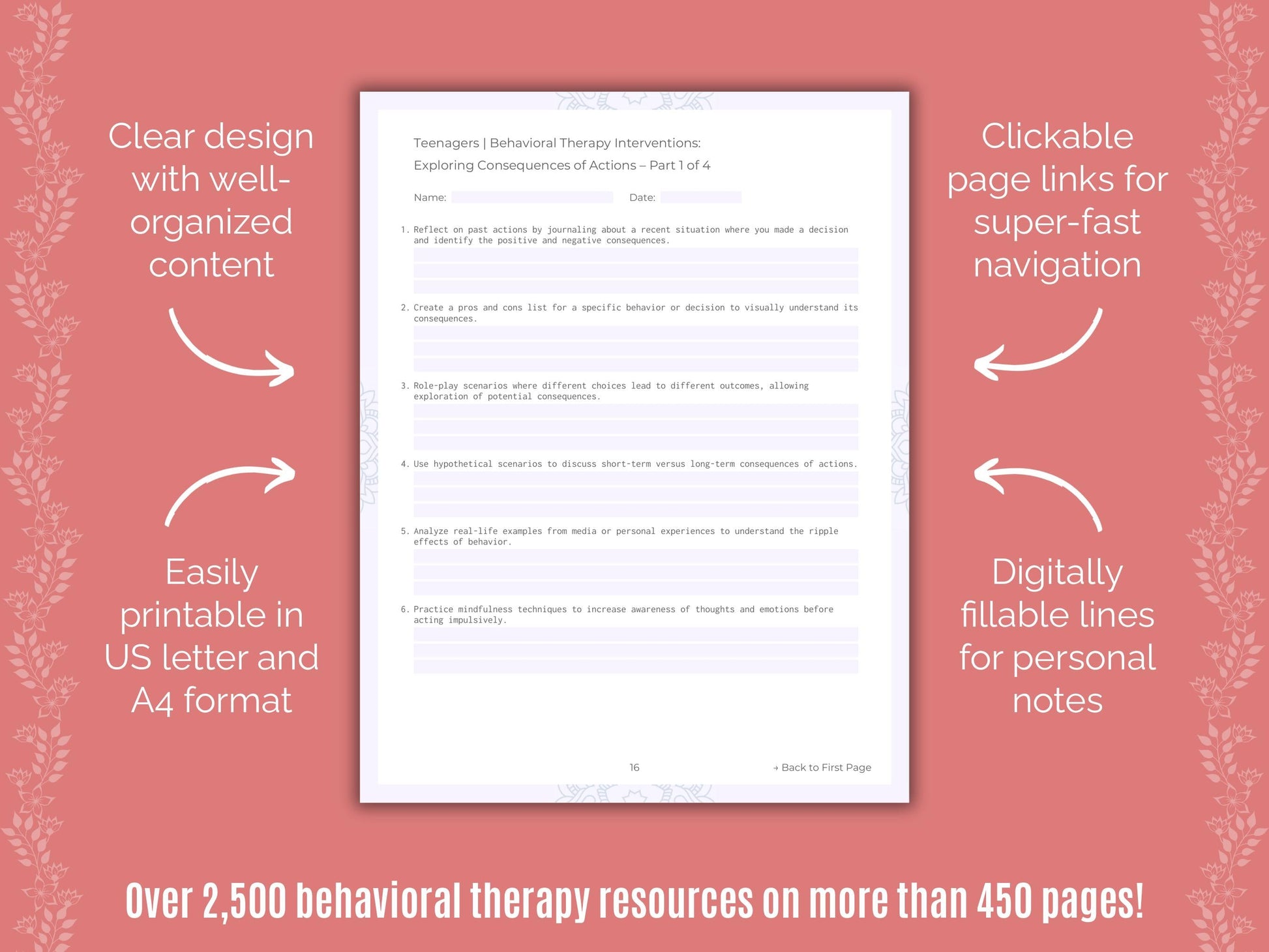 Teenagers Behavioral Therapy Counseling Templates