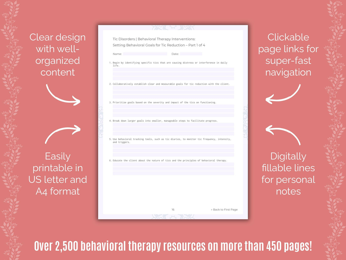 Tic Disorders Behavioral Therapy Counseling Templates