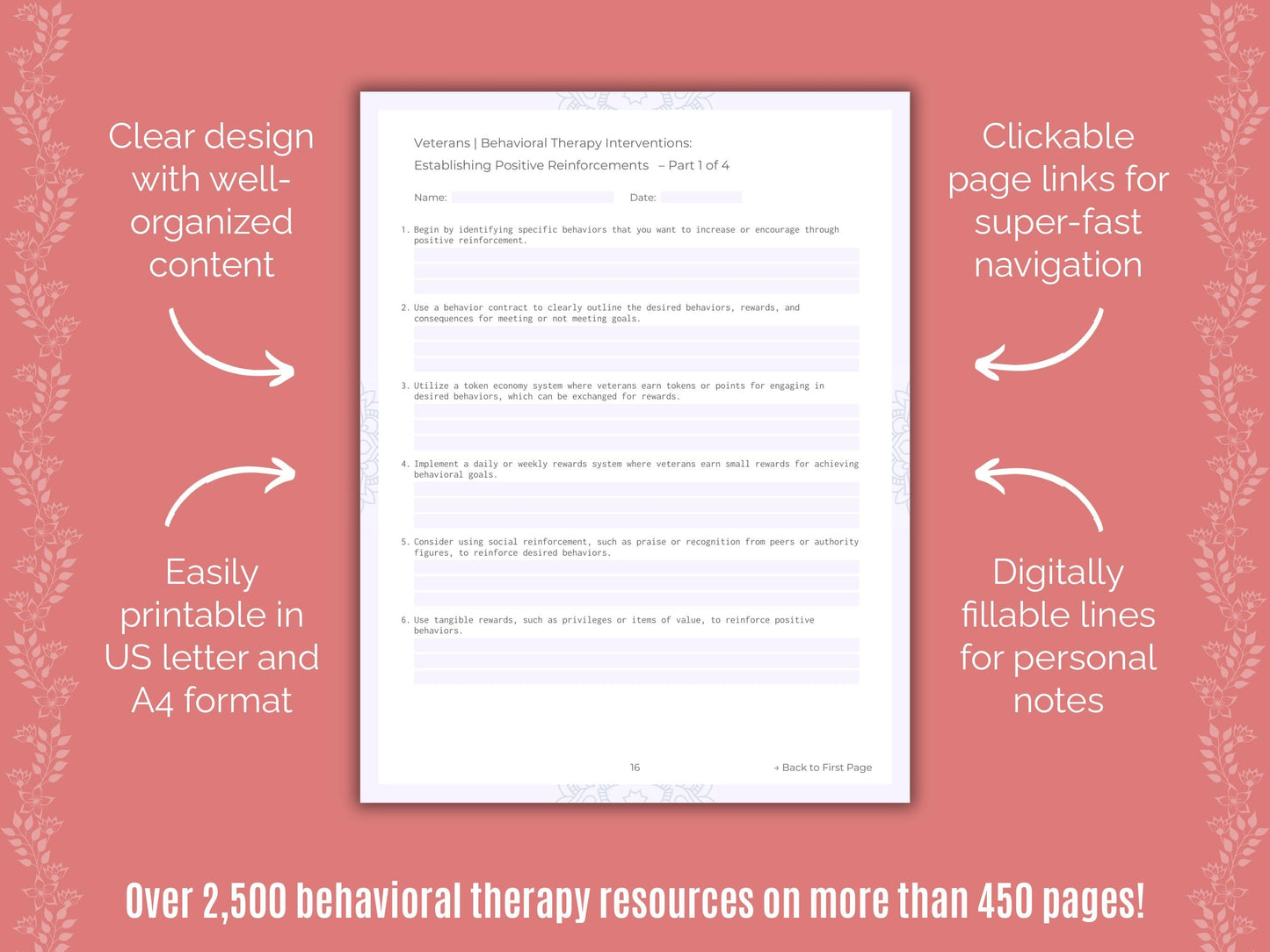 Veterans Behavioral Therapy Counseling Templates