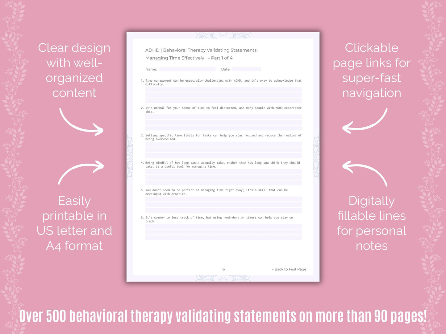 ADHD Behavioral Therapy Counseling Templates