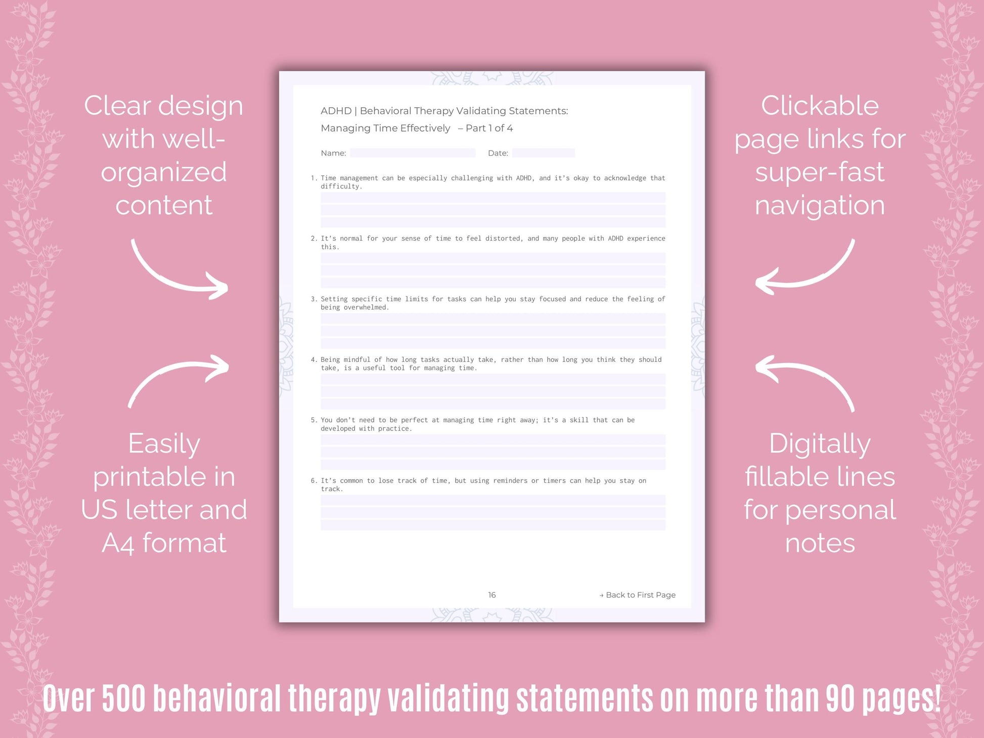 ADHD Behavioral Therapy Counseling Templates