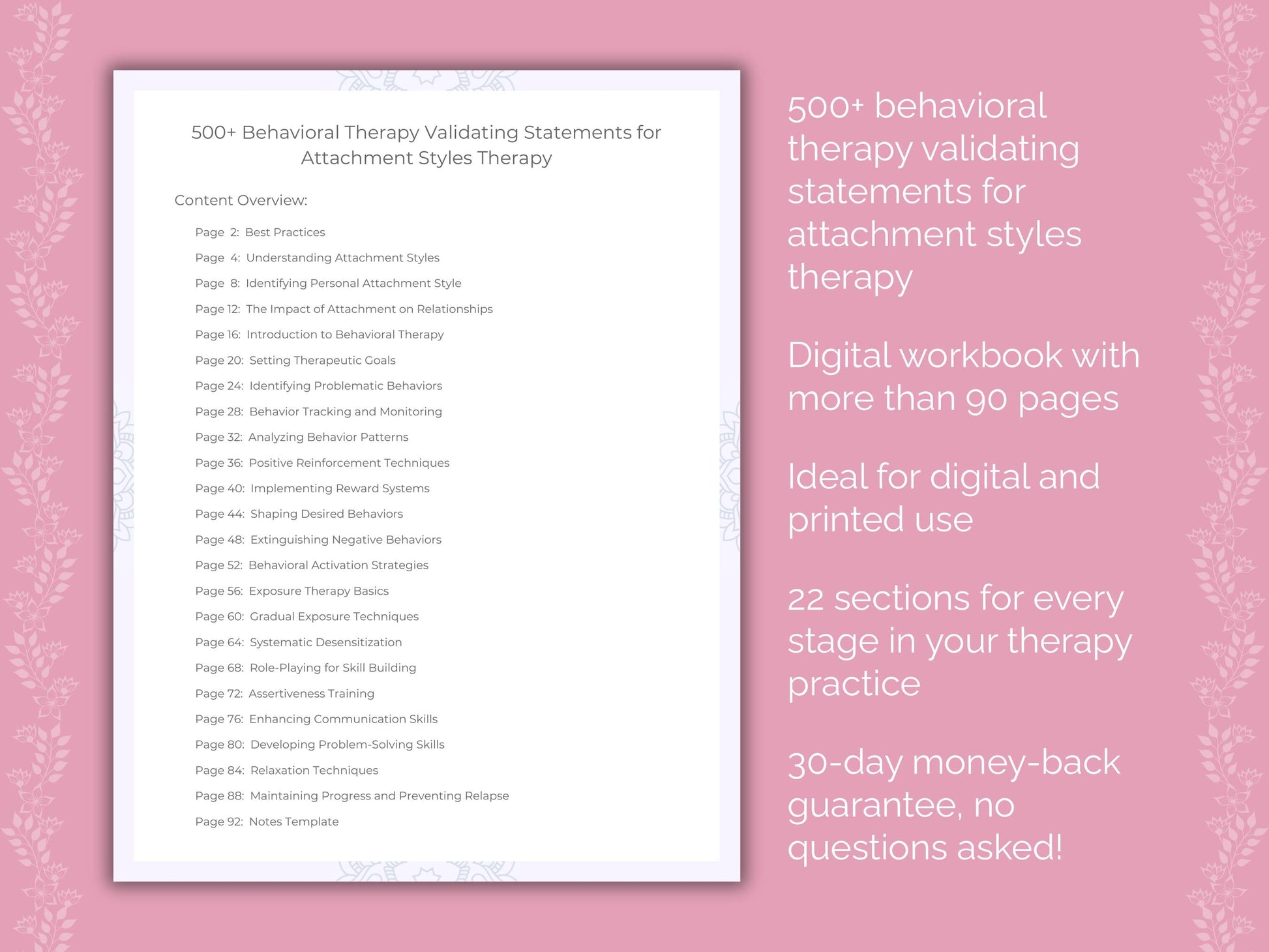 Attachment Styles Behavioral Therapy Therapist Worksheets