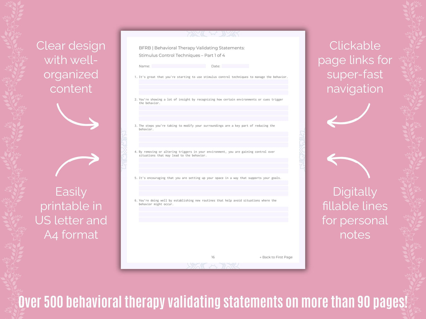 Body-Focused Repetitive Behavior (BFRB) Behavioral Therapy Counseling Templates