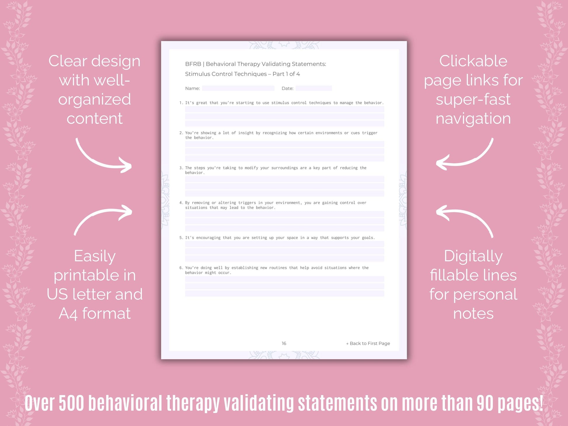 Body-Focused Repetitive Behavior (BFRB) Behavioral Therapy Counseling Templates