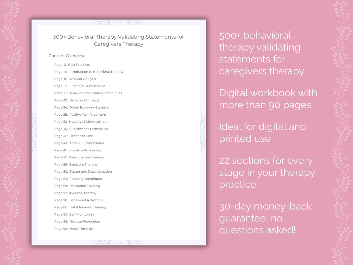 Caregivers Behavioral Therapy Therapist Worksheets