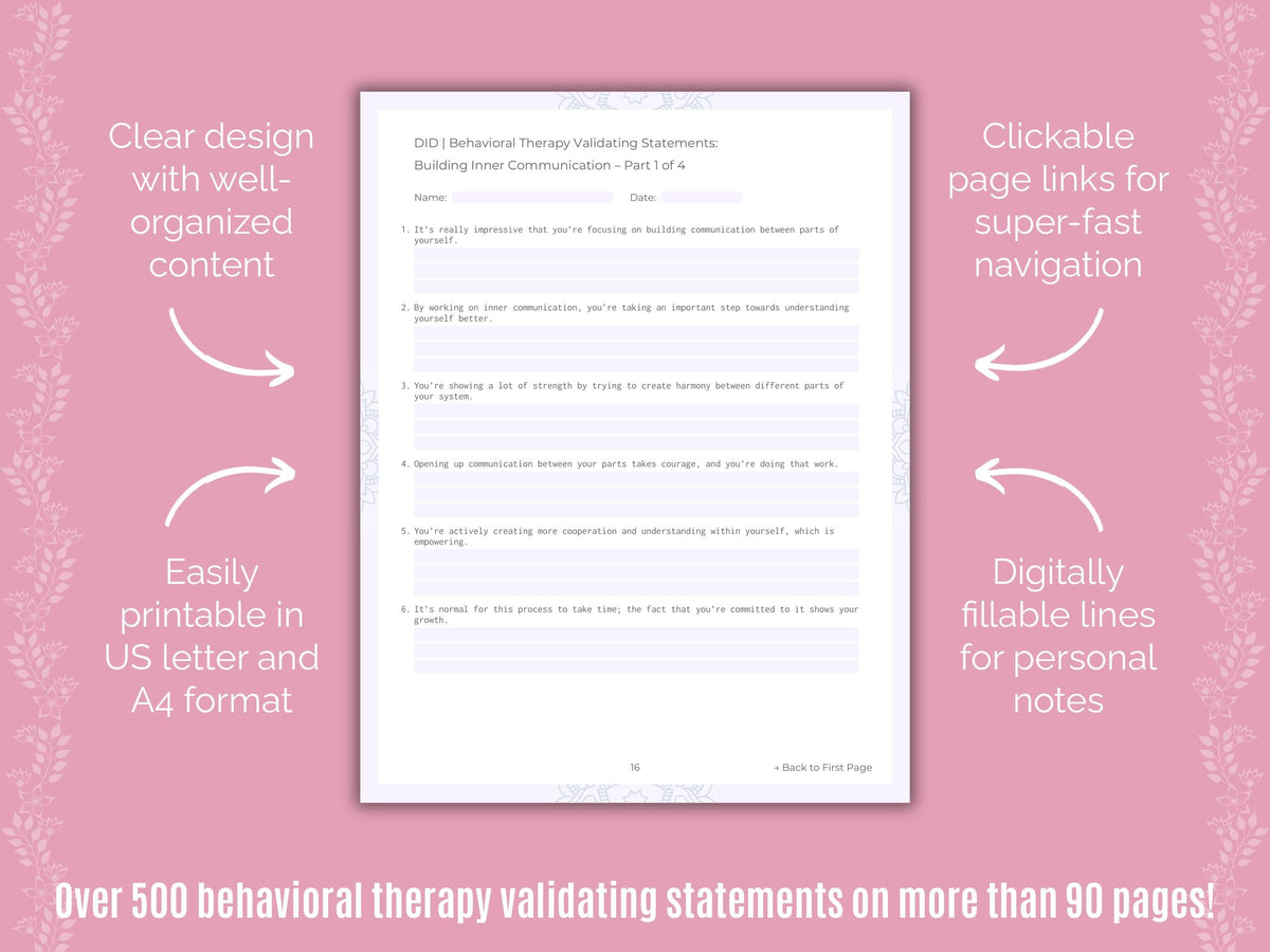 Dissociative Identity Disorder (DID) Behavioral Therapy Counseling Templates