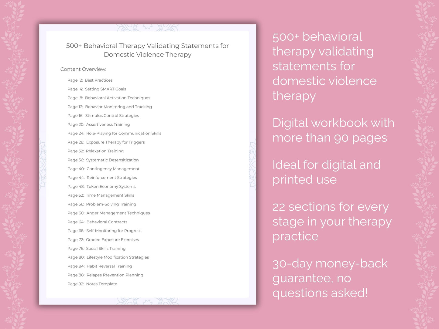 Domestic Violence Behavioral Therapy Therapist Worksheets