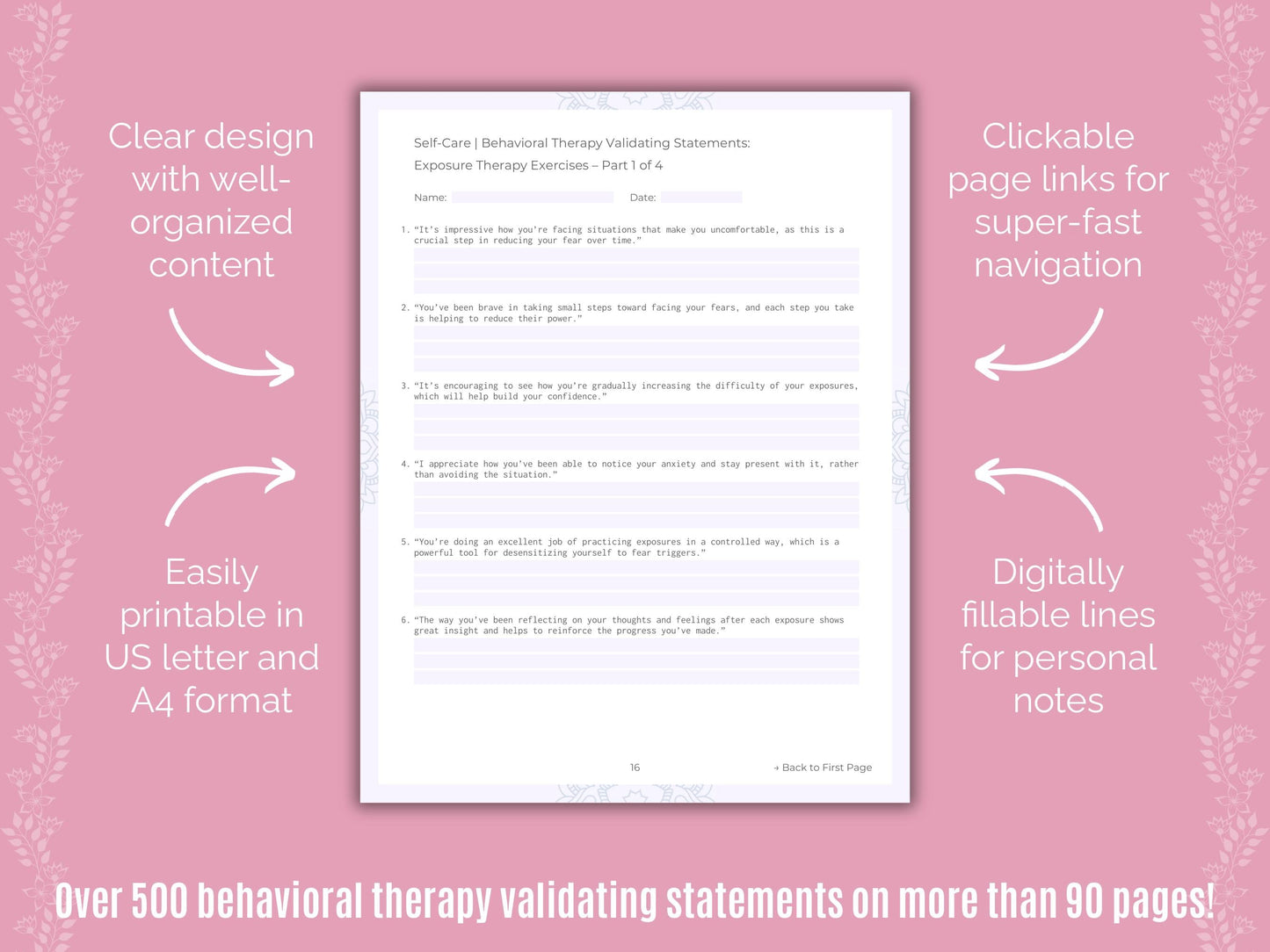 Self-Care Behavioral Therapy Counseling Templates