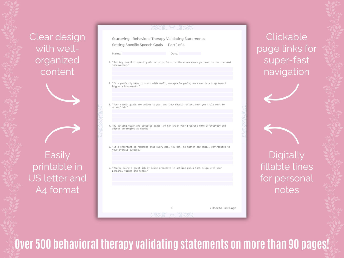 Stuttering Behavioral Therapy Counseling Templates