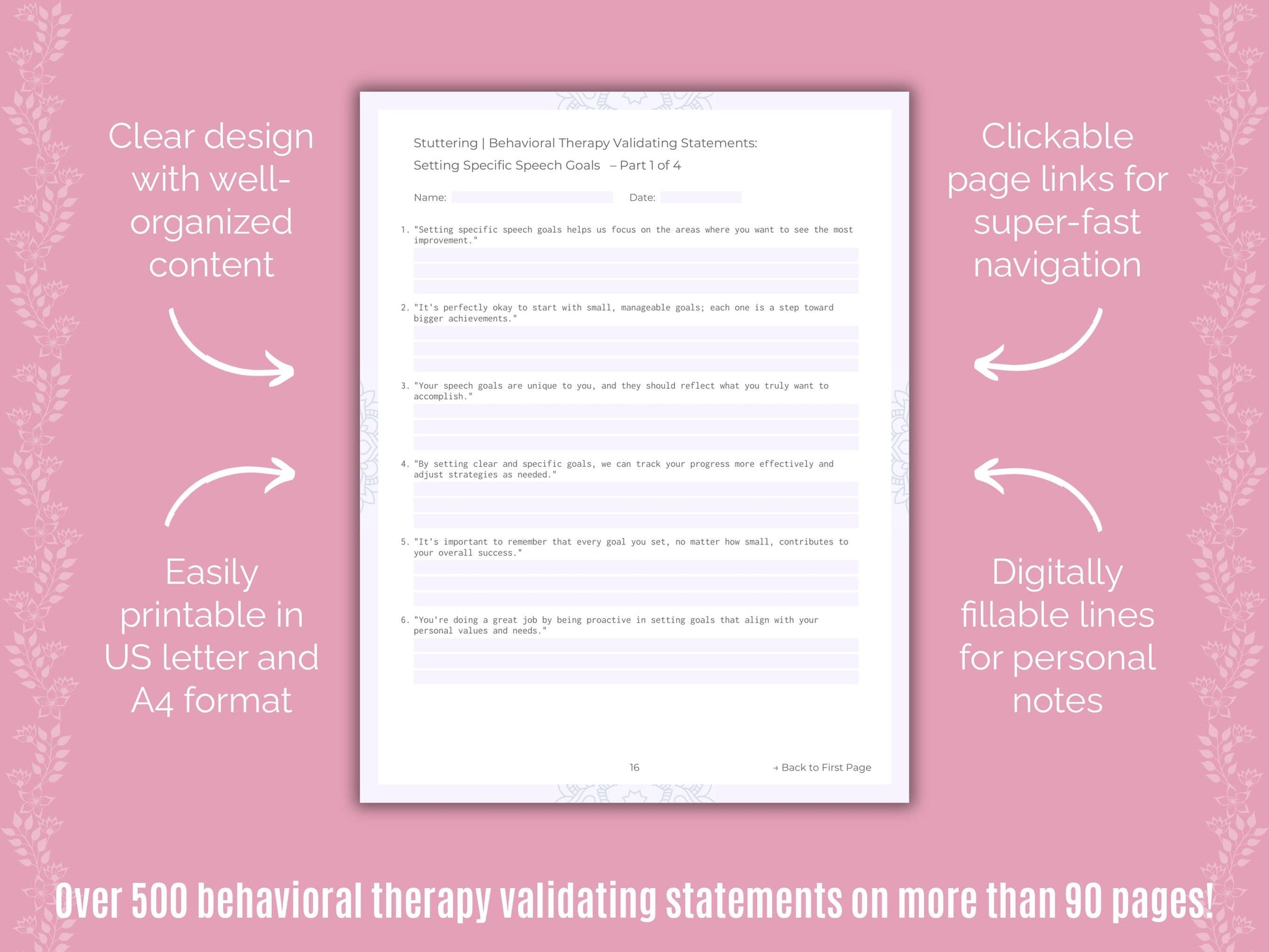 Stuttering Behavioral Therapy Counseling Templates