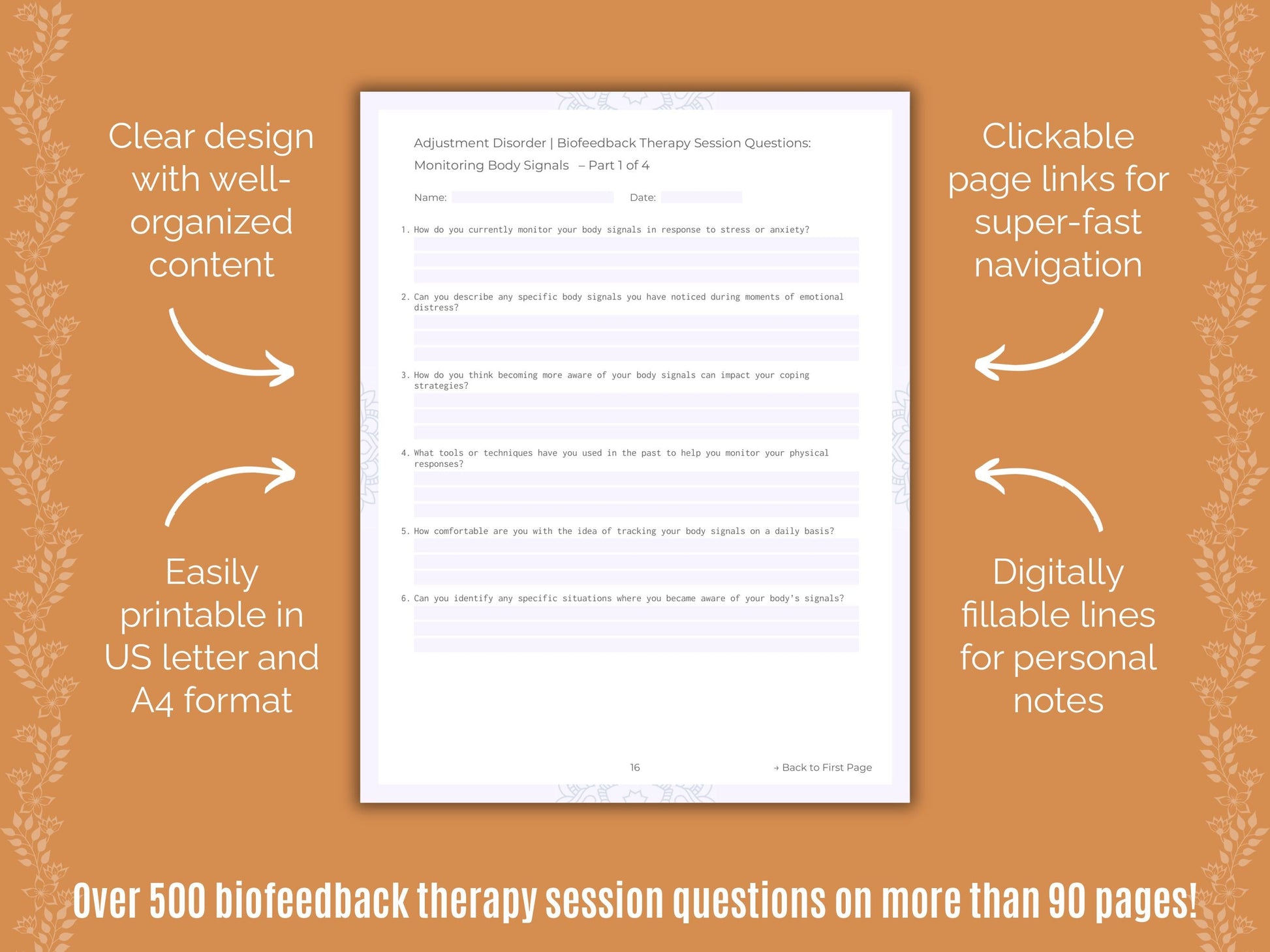 Adjustment Disorder Biofeedback Therapy Counseling Templates