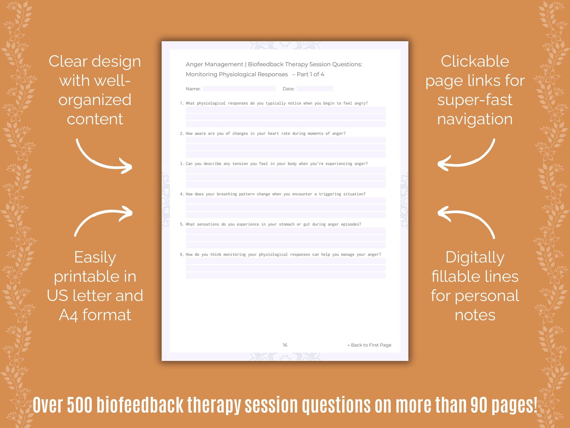 Anger Management Biofeedback Therapy Counseling Templates