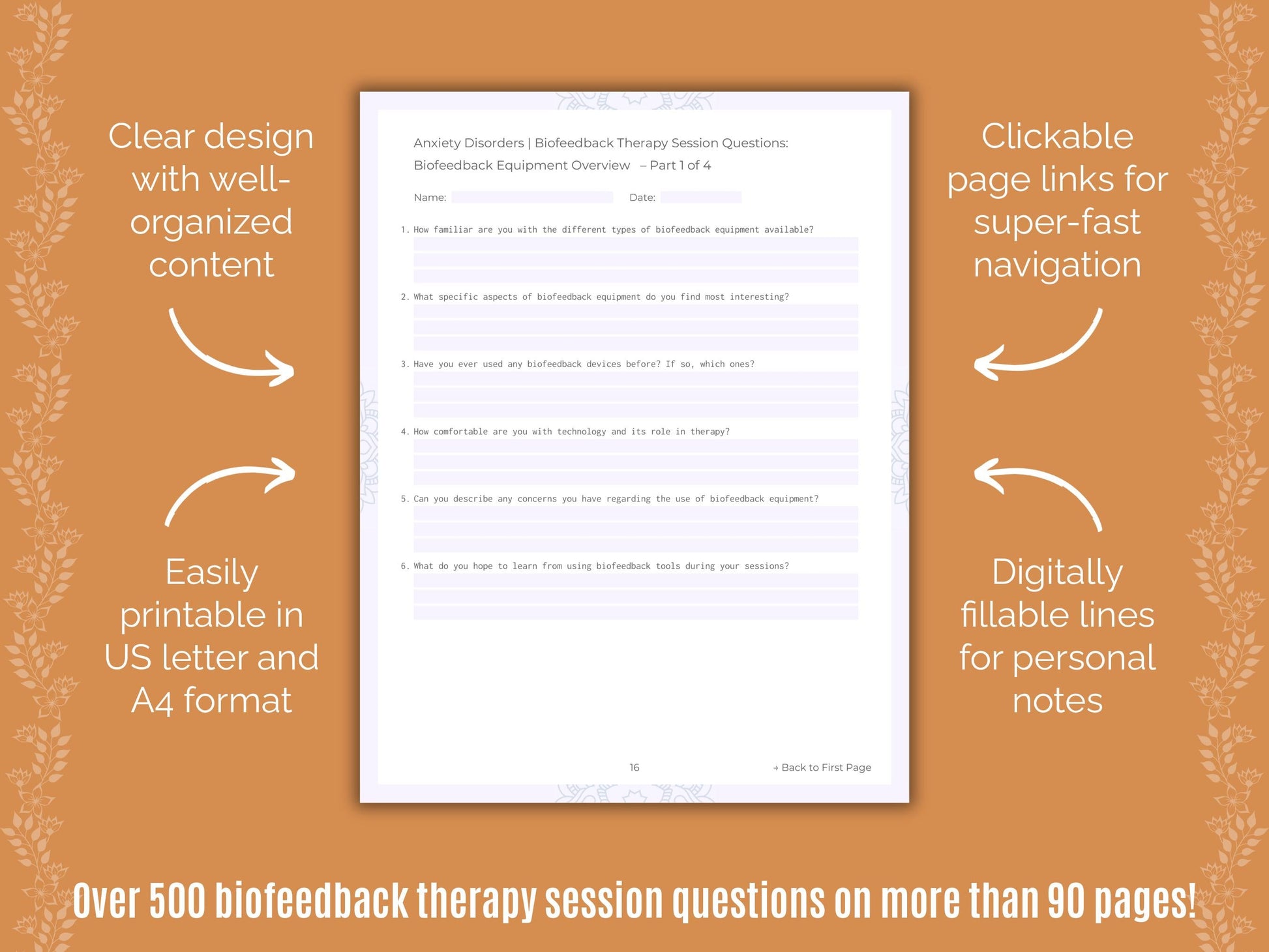 Anxiety Disorders Biofeedback Therapy Counseling Templates