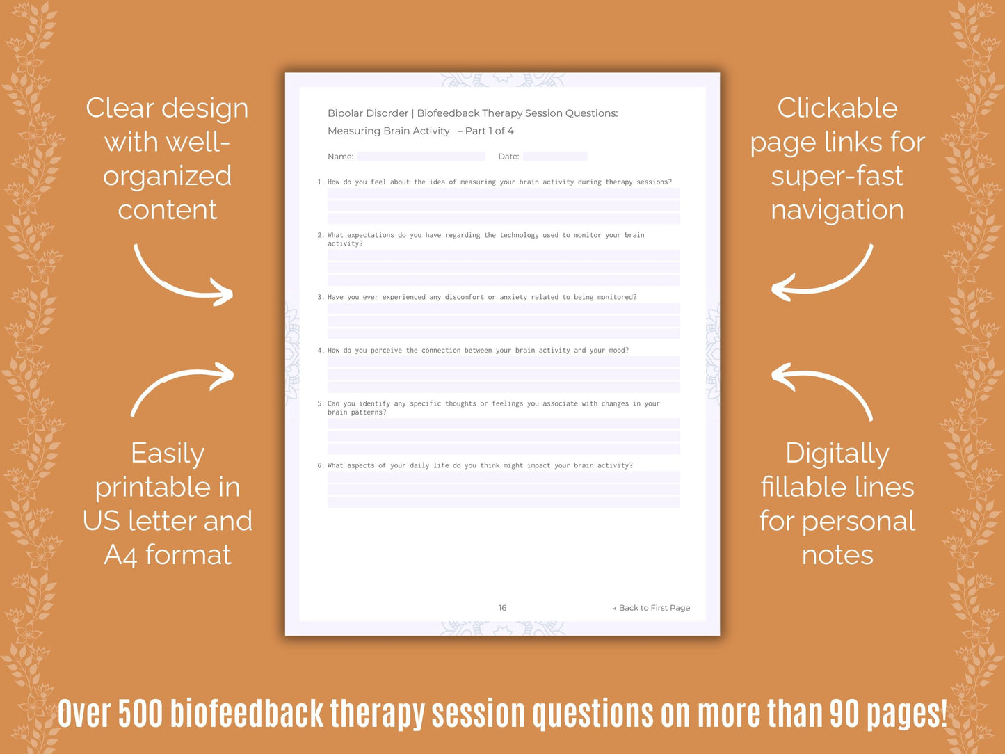 Bipolar Disorder Biofeedback Therapy Counseling Templates