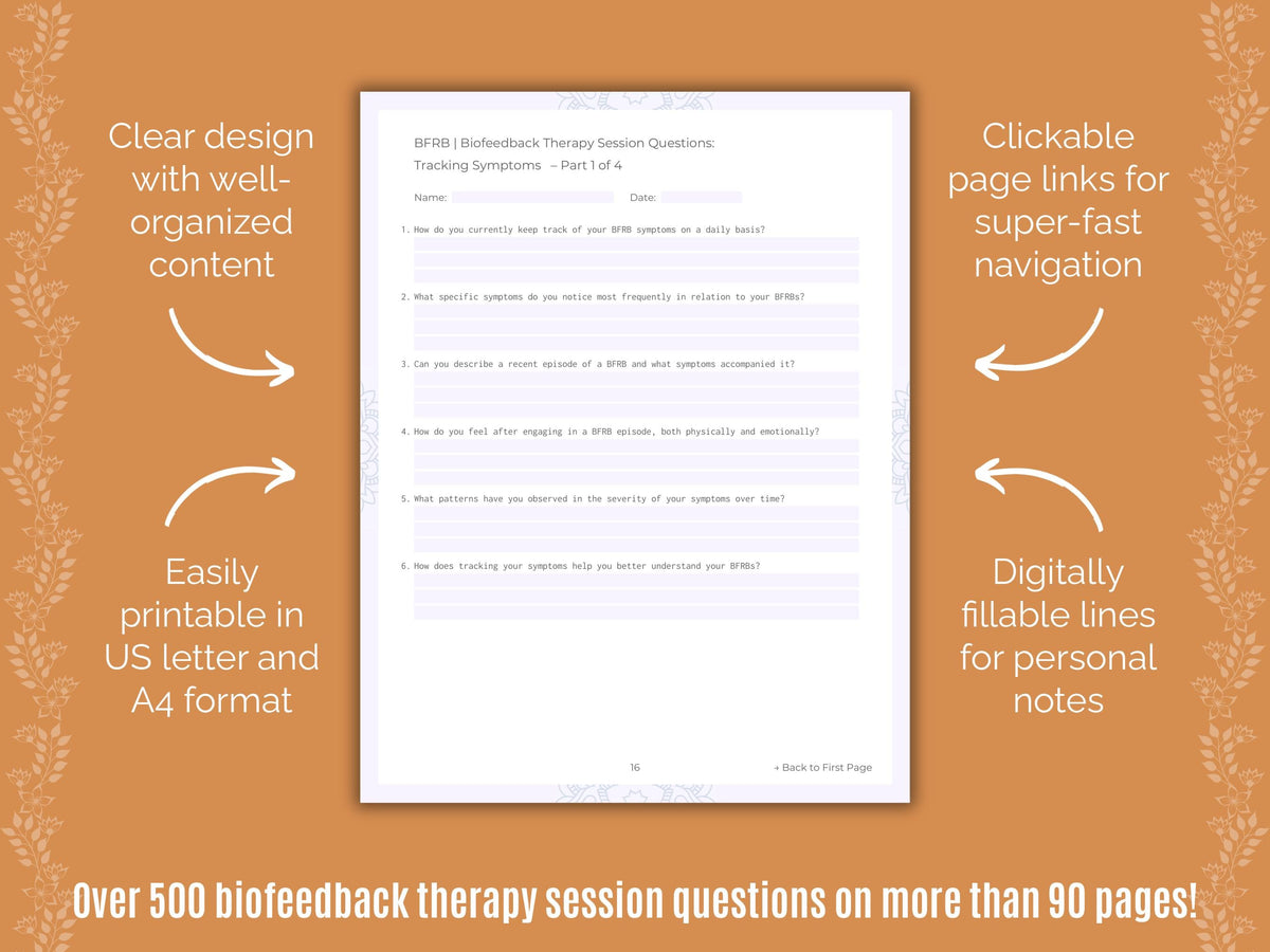 Body-Focused Repetitive Behavior (BFRB) Biofeedback Therapy Counseling Templates