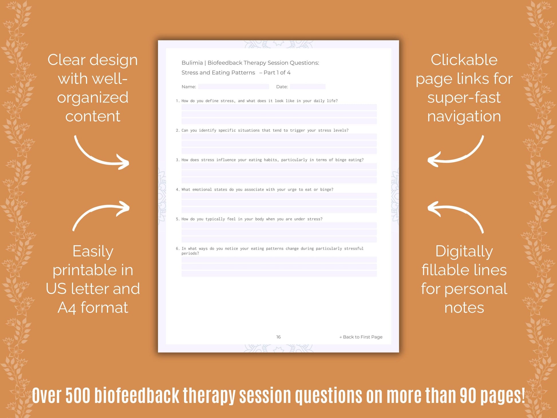 Bulimia Biofeedback Therapy Counseling Templates