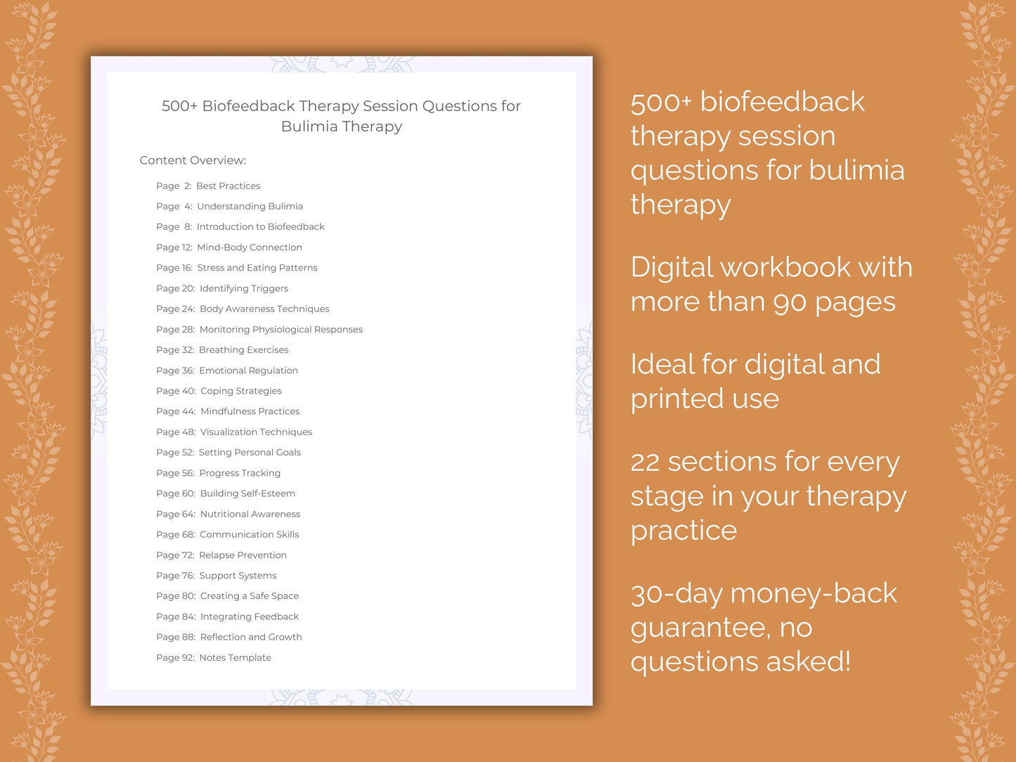 Bulimia Biofeedback Therapy Therapist Worksheets