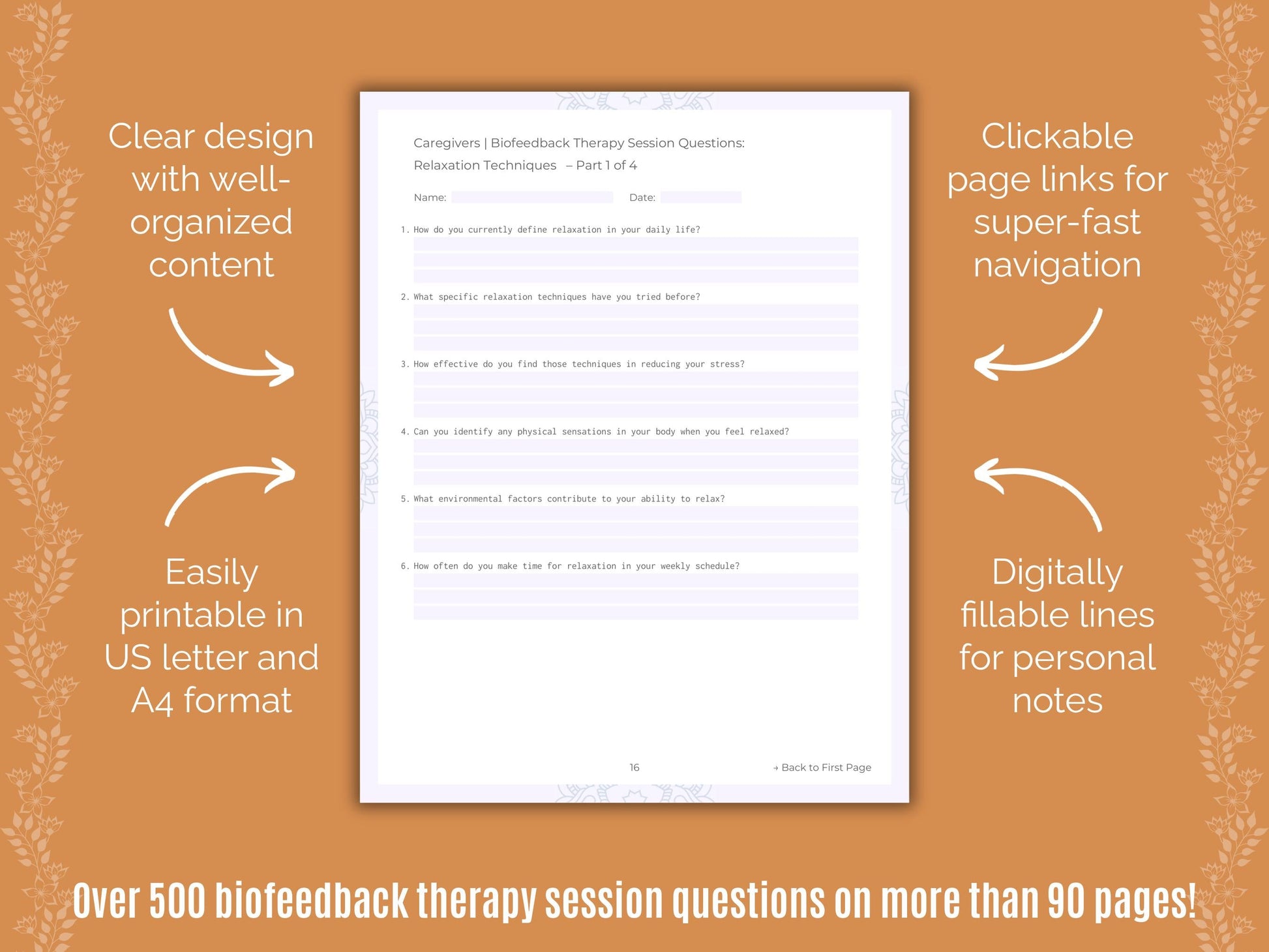 Caregivers Biofeedback Therapy Counseling Templates