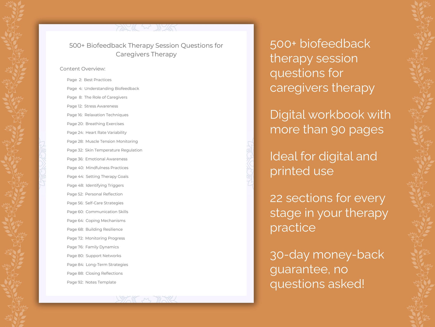 Caregivers Biofeedback Therapy Therapist Worksheets