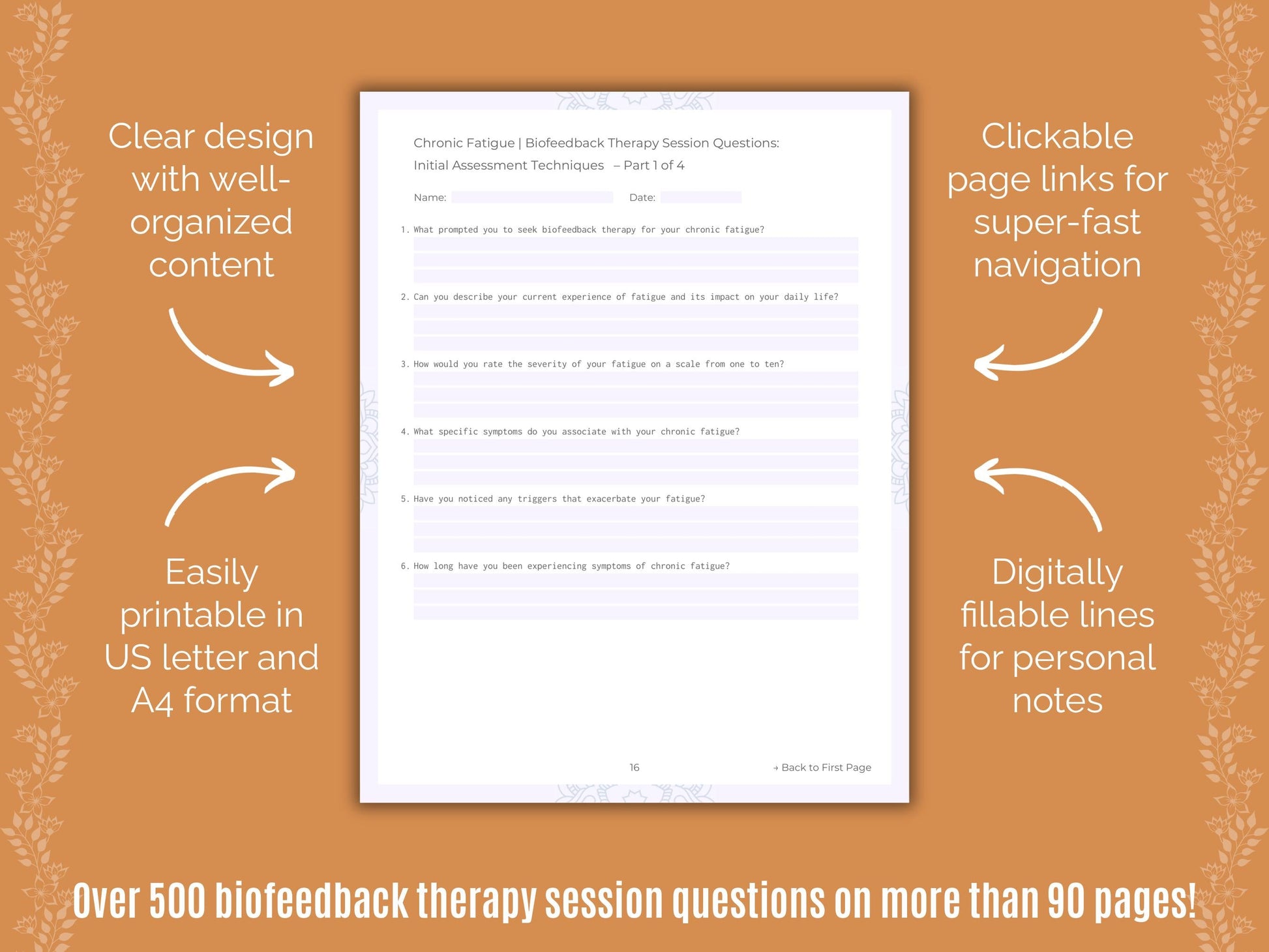 Chronic Fatigue Biofeedback Therapy Counseling Templates