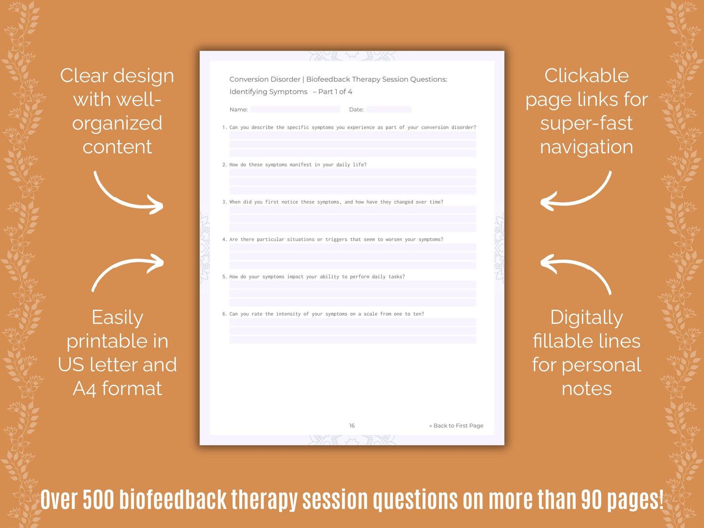 Conversion Disorder Biofeedback Therapy Counseling Templates