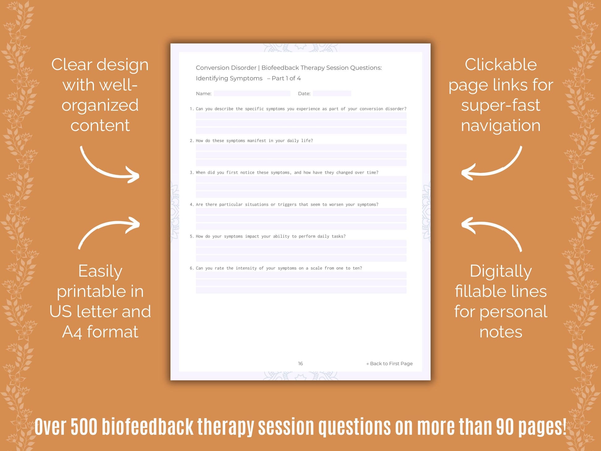 Conversion Disorder Biofeedback Therapy Counseling Templates