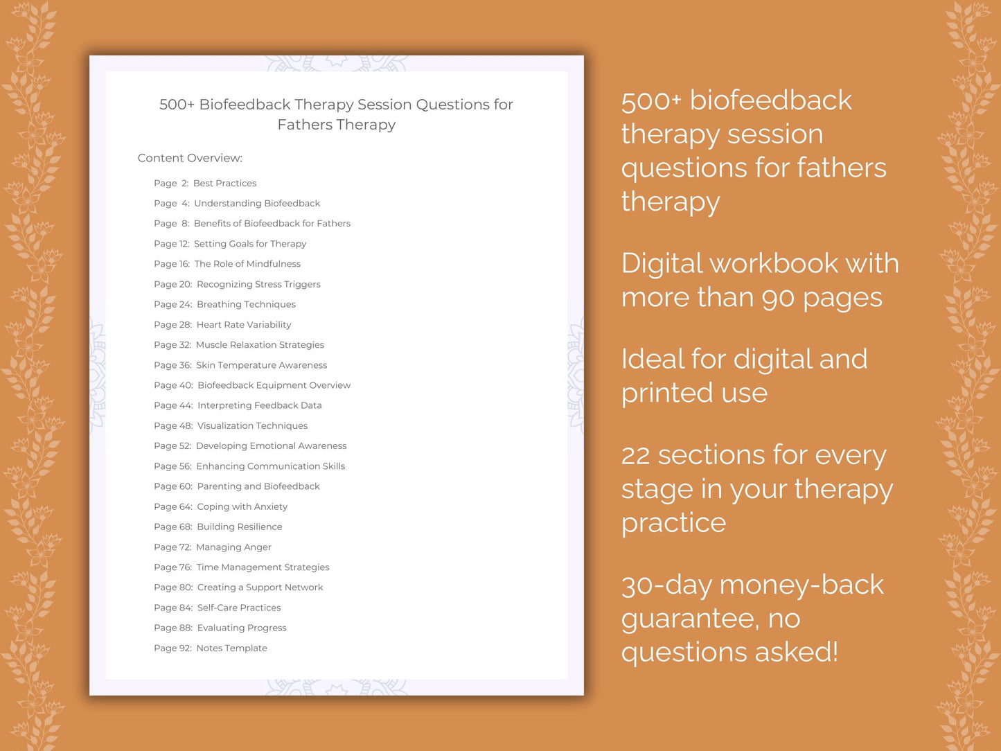 Fathers Biofeedback Therapy Therapist Worksheets