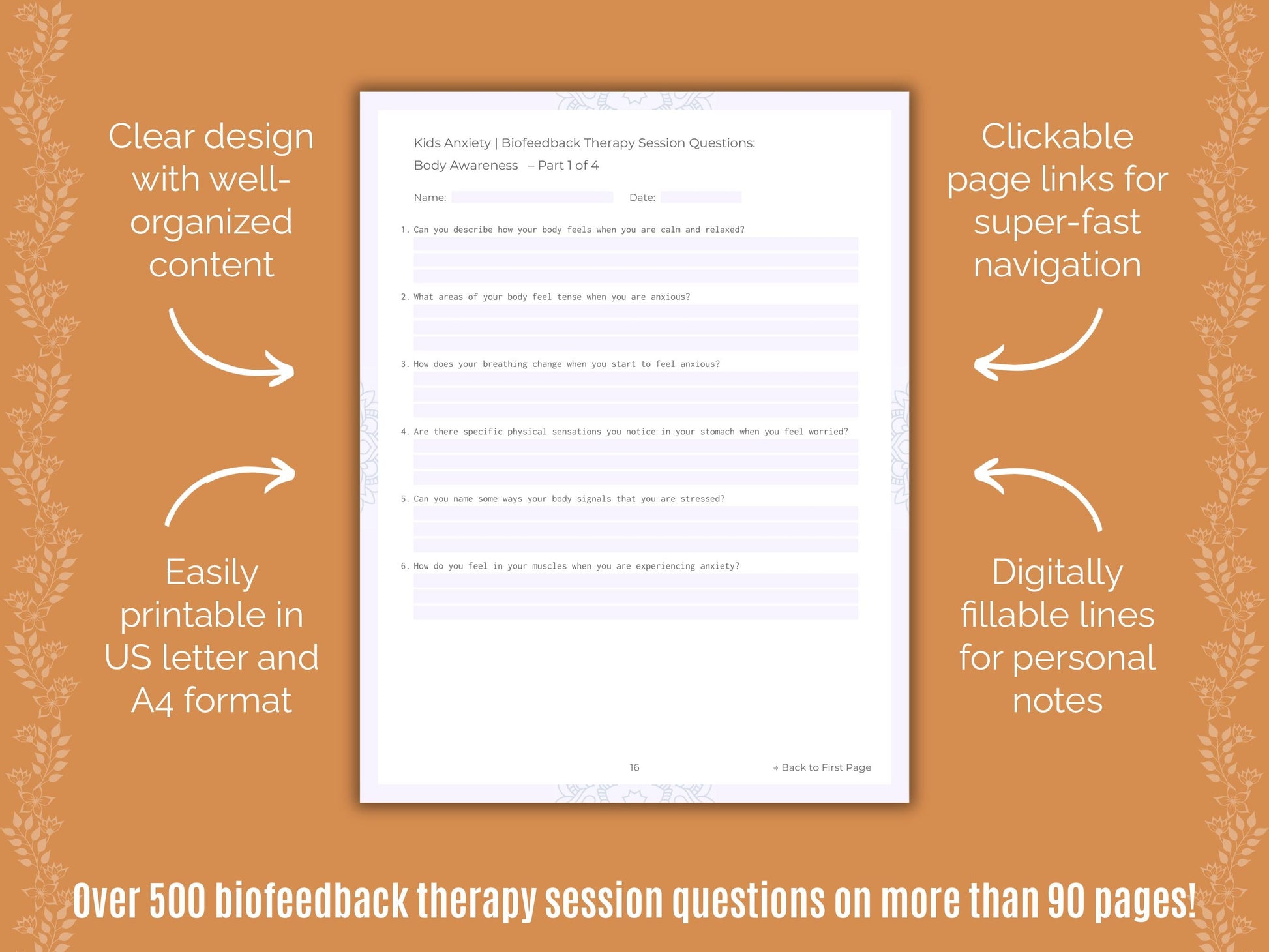 Kids Anxiety Biofeedback Therapy Counseling Templates