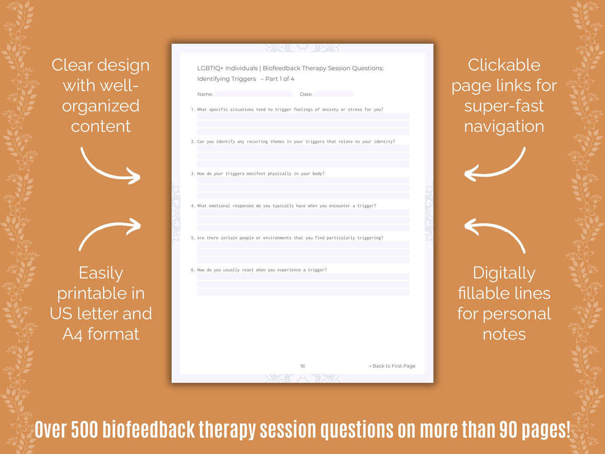 LGBTIQ+ Individuals Biofeedback Therapy Counseling Templates