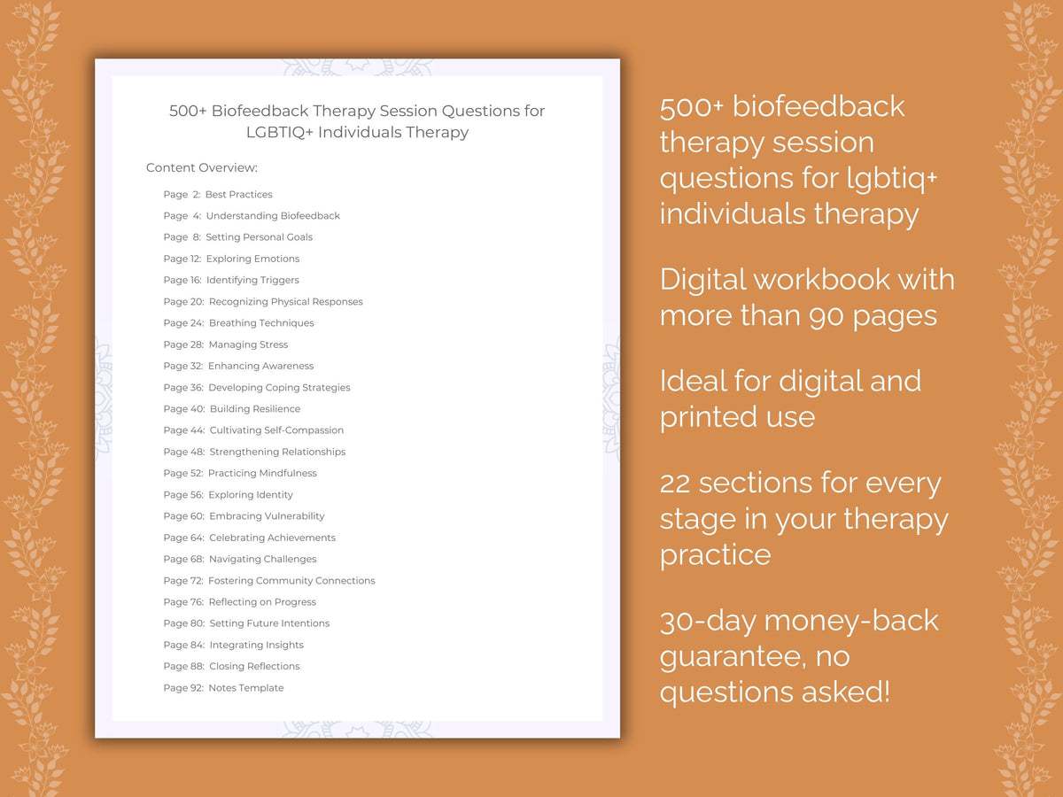 LGBTIQ+ Individuals Biofeedback Therapy Therapist Worksheets