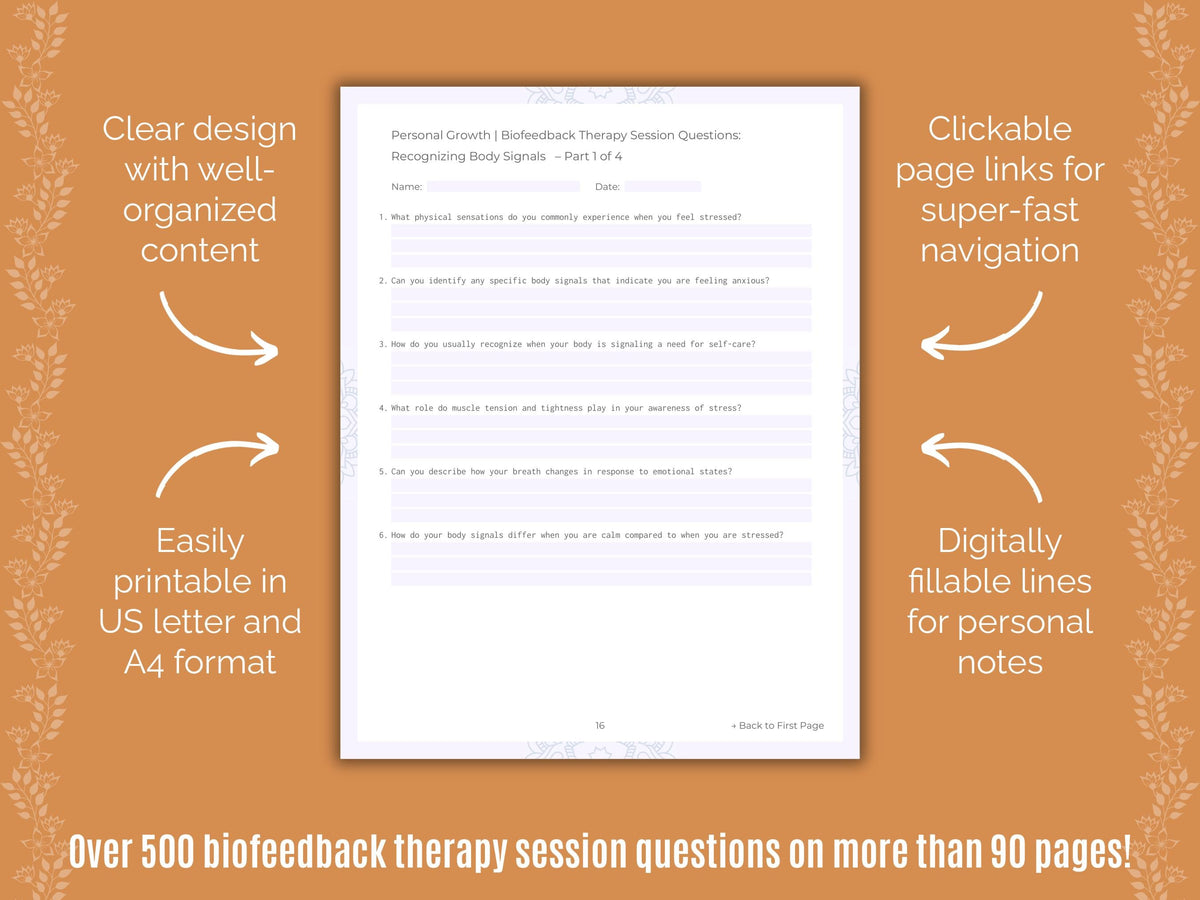 Personal Growth Biofeedback Therapy Counseling Templates