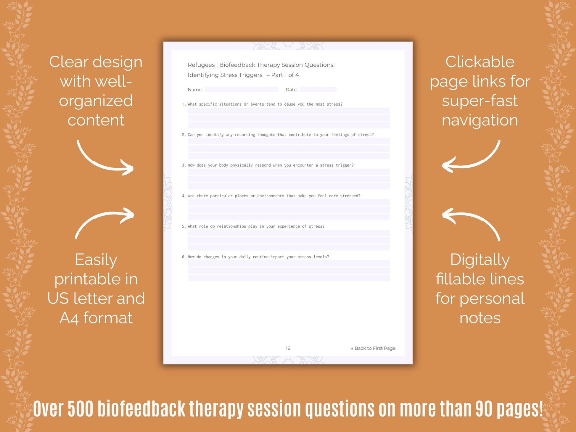 Refugees Biofeedback Therapy Counseling Templates