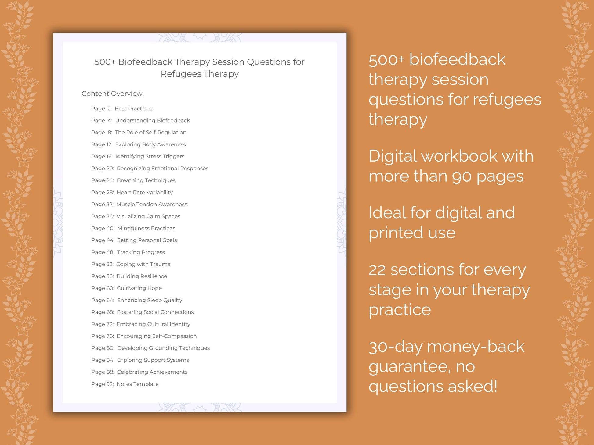 Refugees Biofeedback Therapy Therapist Worksheets