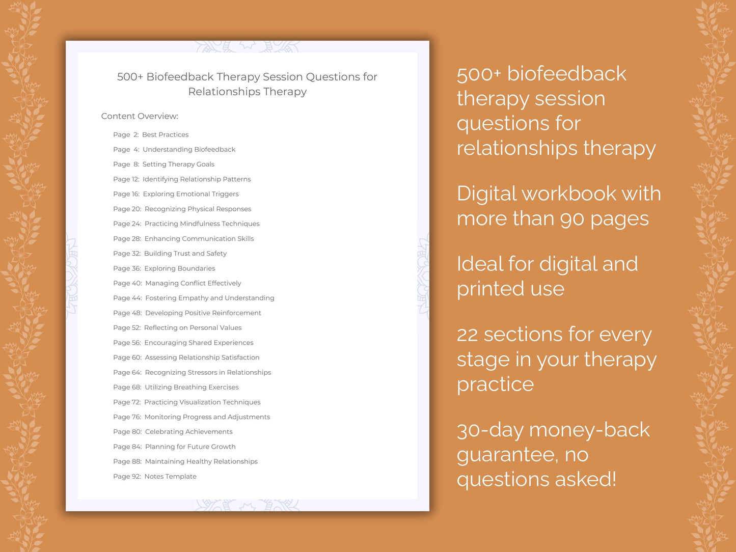 Relationships Biofeedback Therapy Therapist Worksheets