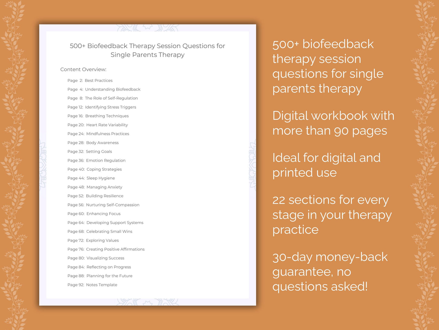 Single Parents Biofeedback Therapy Therapist Worksheets