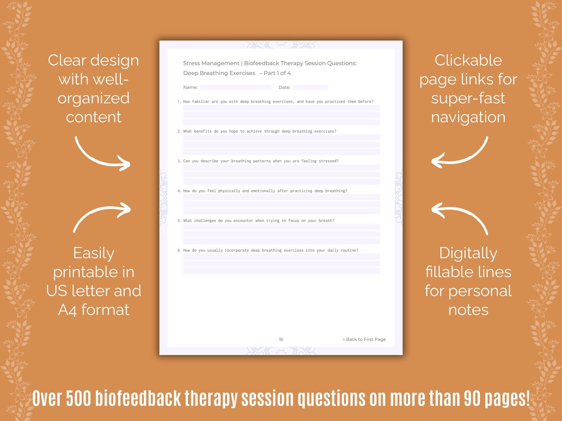 Stress Management Biofeedback Therapy Counseling Templates