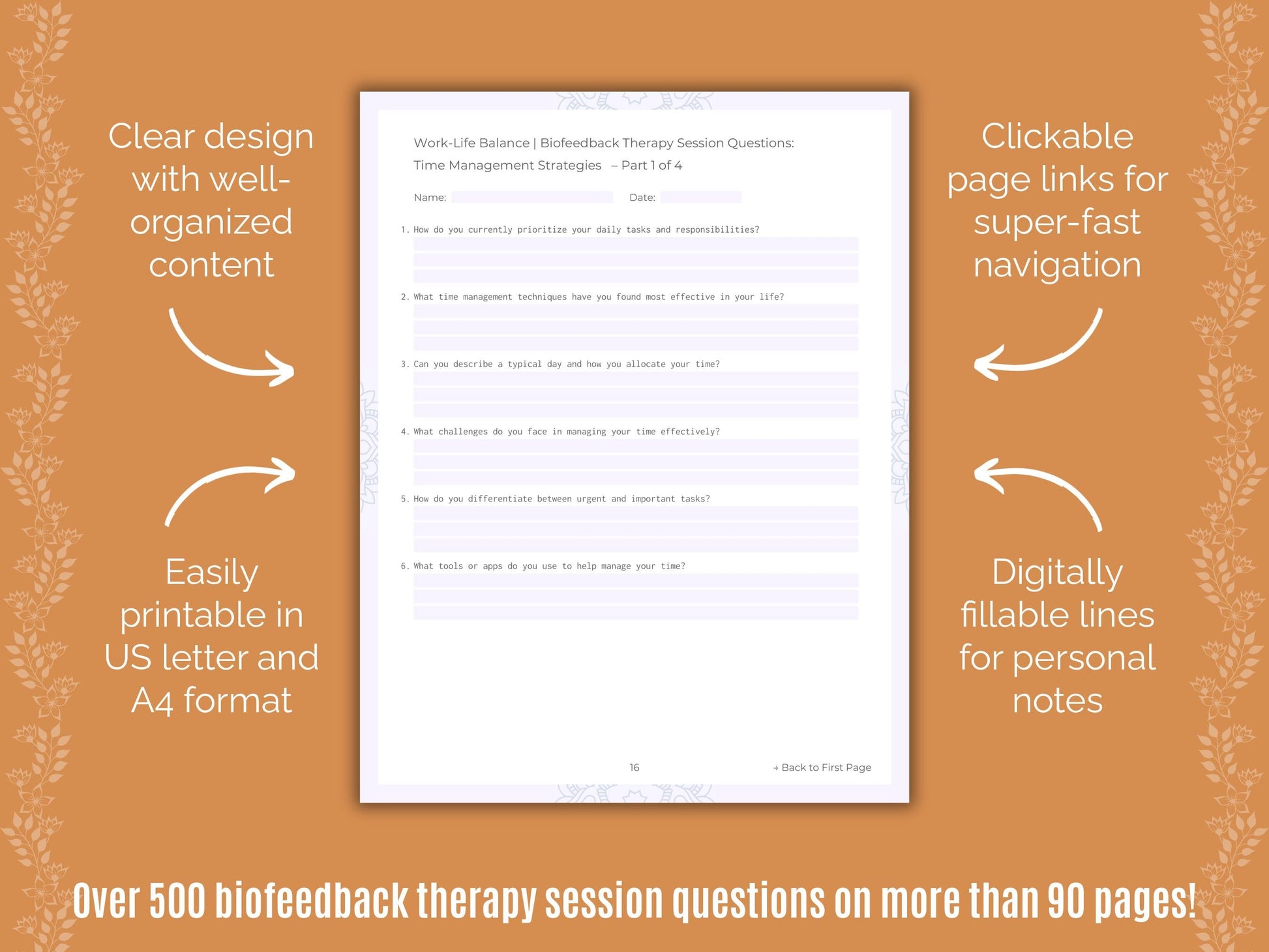 Work-Life Balance Biofeedback Therapy Counseling Templates