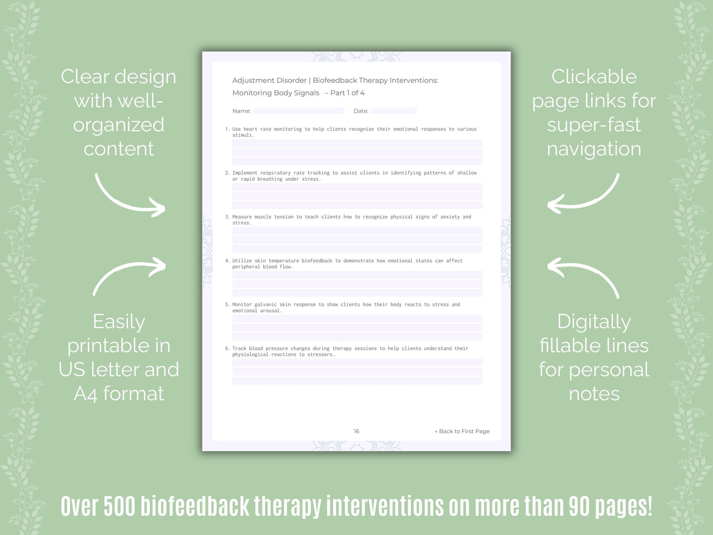 Adjustment Disorder Biofeedback Therapy Counseling Templates