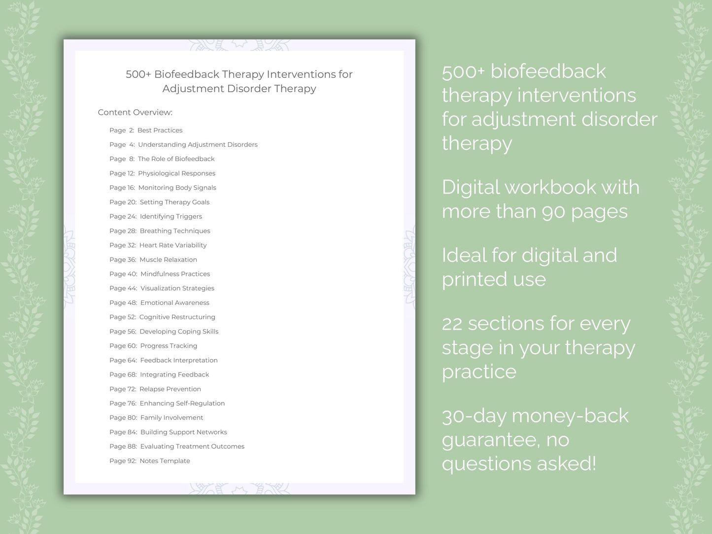 Adjustment Disorder Biofeedback Therapy Therapist Worksheets