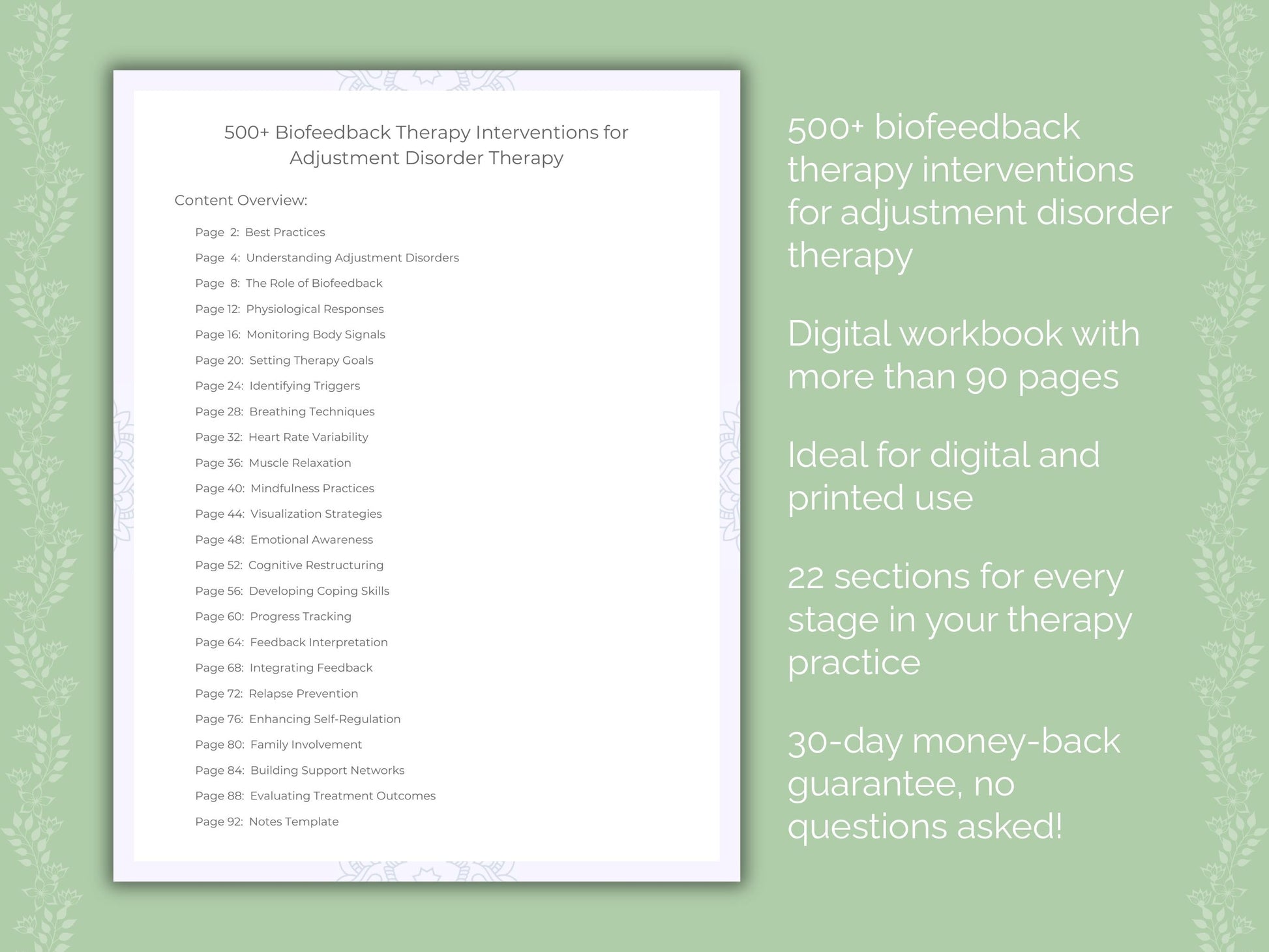 Adjustment Disorder Biofeedback Therapy Therapist Worksheets