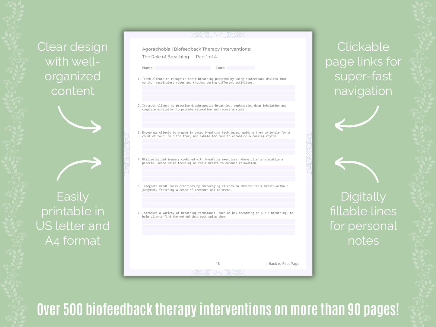 Agoraphobia Biofeedback Therapy Counseling Templates