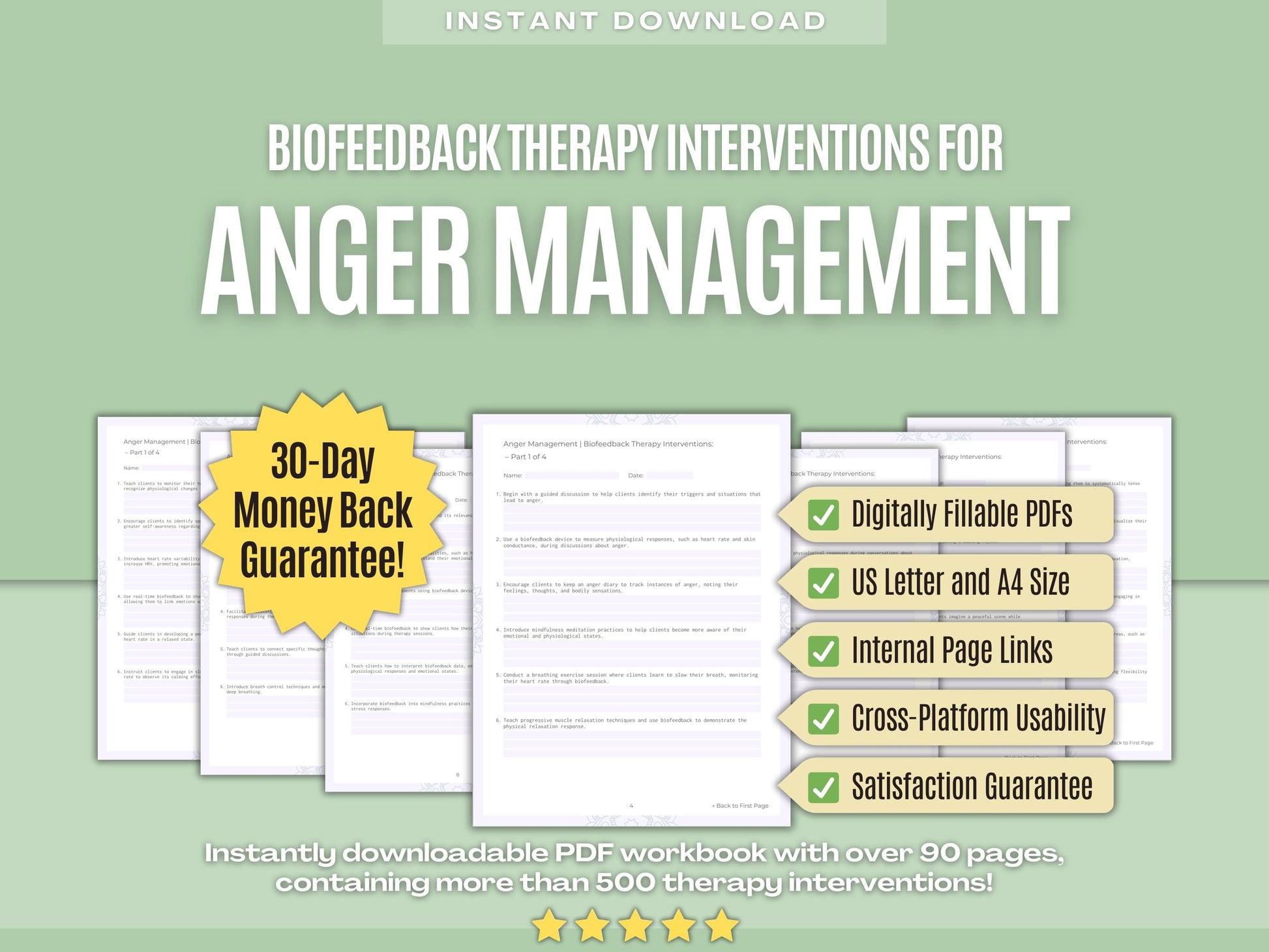 Anger Management Biofeedback Therapy Psychology Workbooks