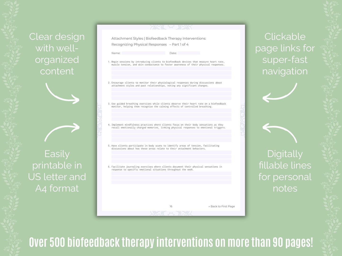 Attachment Styles Biofeedback Therapy Counseling Templates