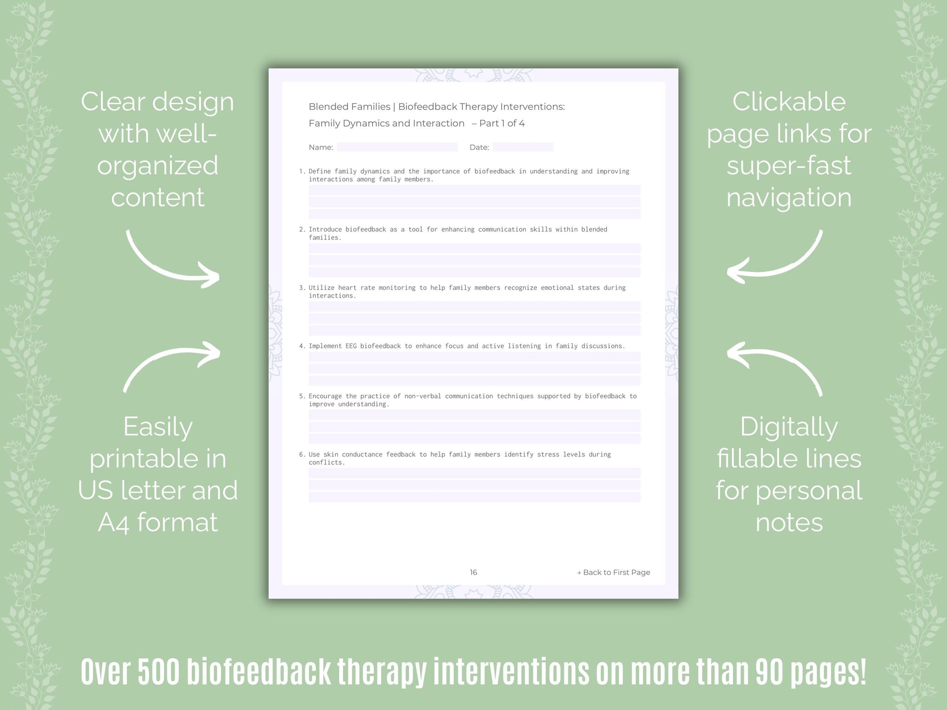 Blended Families Biofeedback Therapy Counseling Templates