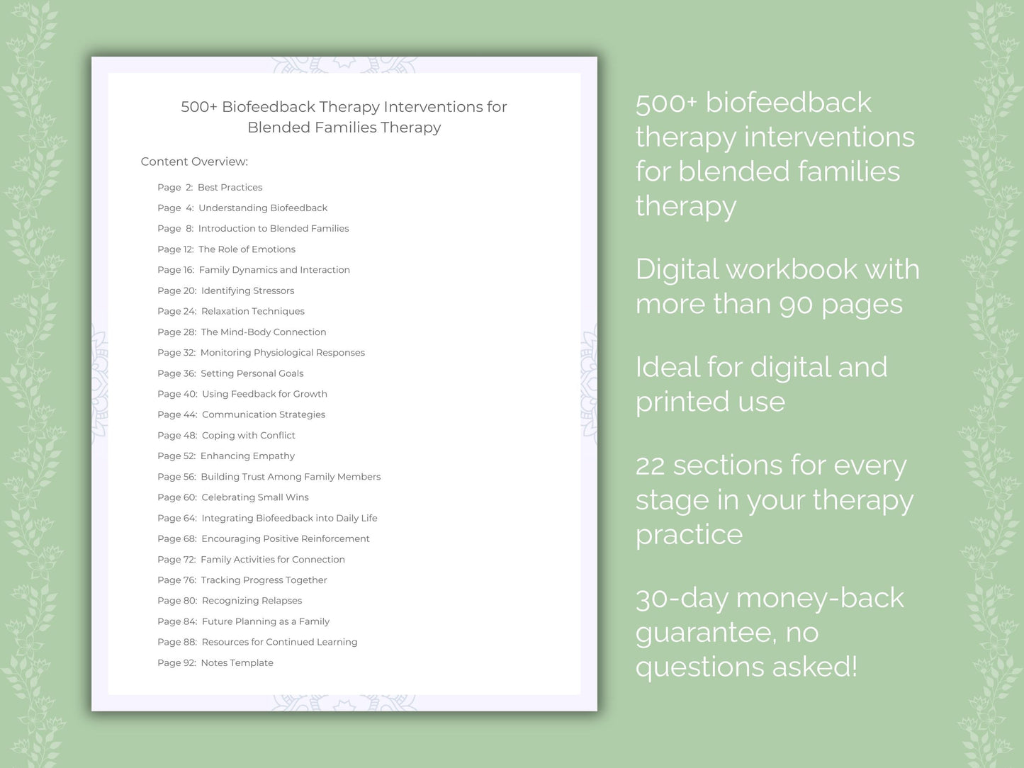 Blended Families Biofeedback Therapy Therapist Worksheets