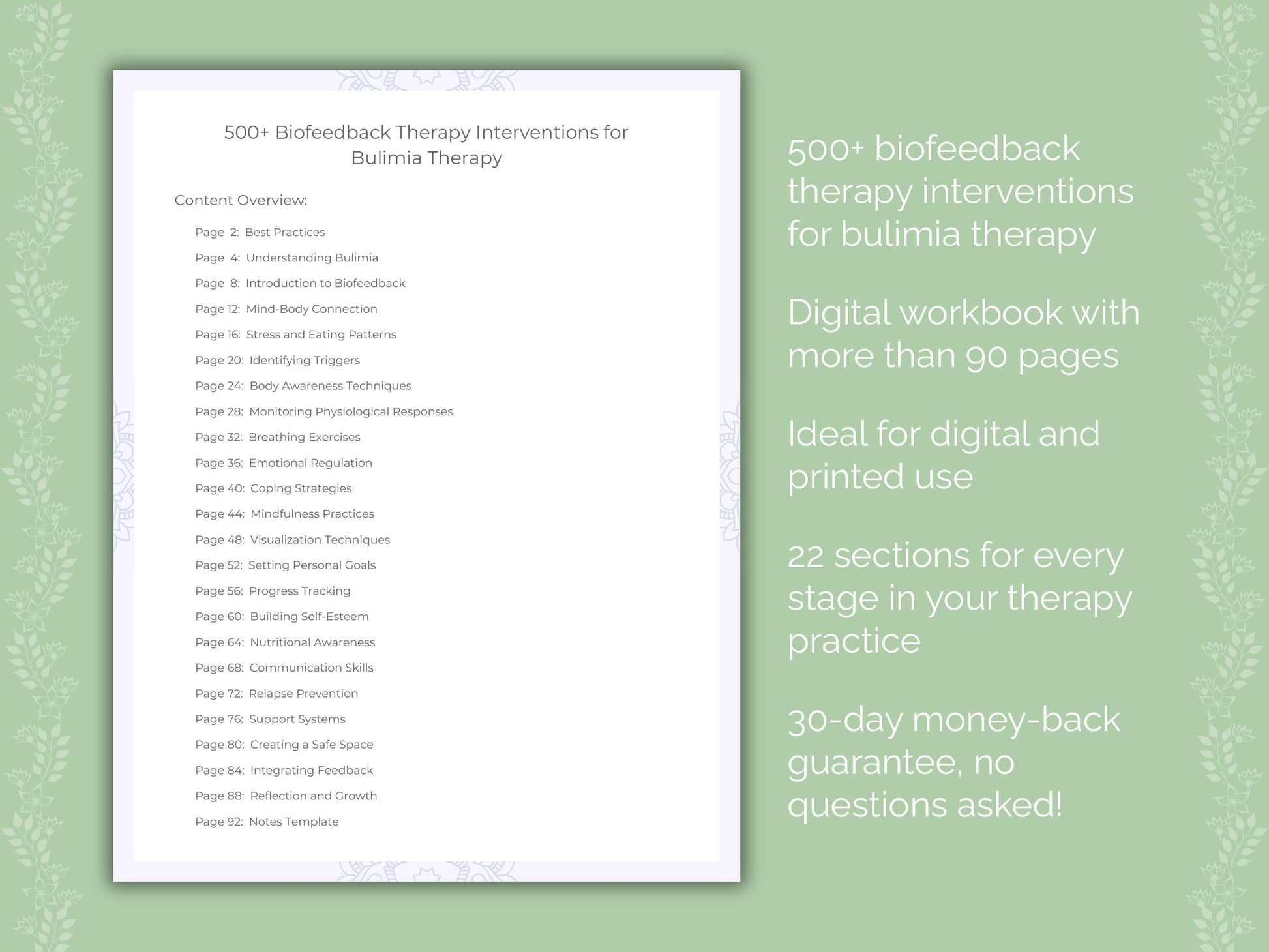 Bulimia Biofeedback Therapy Therapist Worksheets