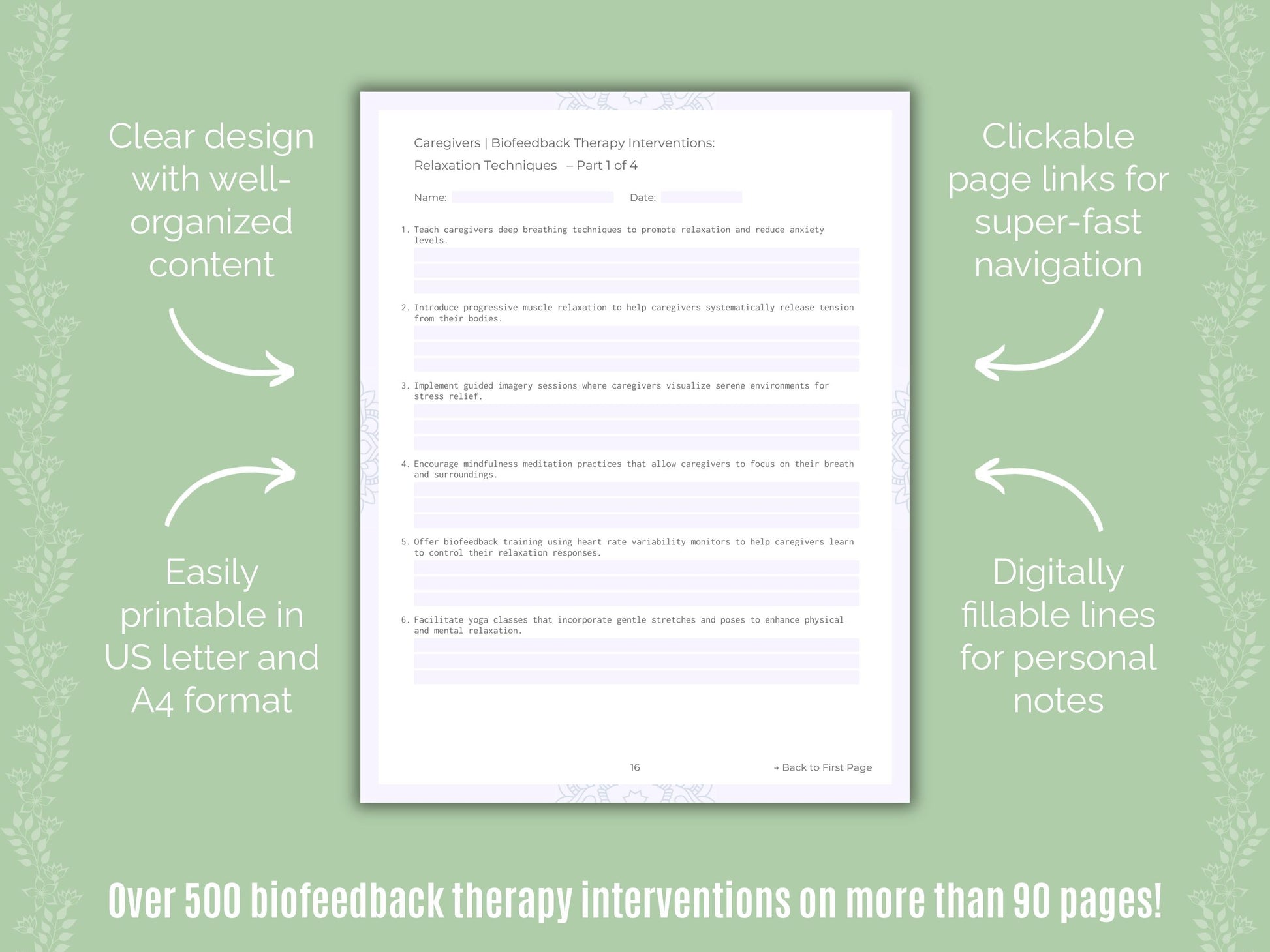 Caregivers Biofeedback Therapy Counseling Templates