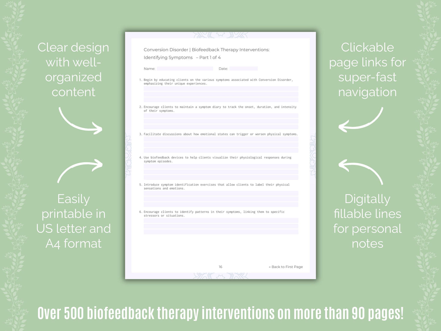 Conversion Disorder Biofeedback Therapy Counseling Templates