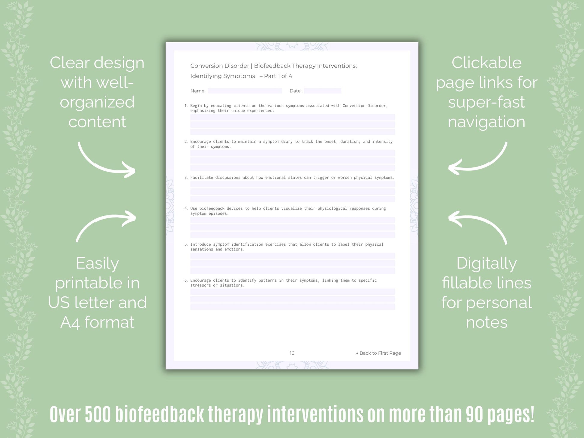 Conversion Disorder Biofeedback Therapy Counseling Templates